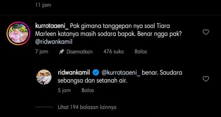 Tanggapan Ridwan Kamil soal pengakuan Tiara Marleen