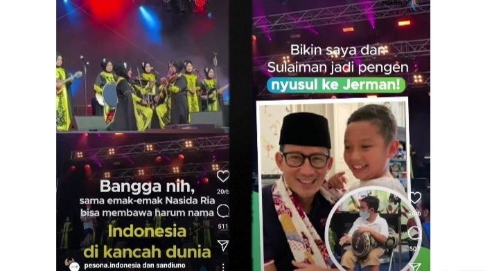 Grup Qasidah Nasida Ria Semarang manggung di Jerman. Foto diambil dari potongan video reel Instagram @pesona.indonesia.