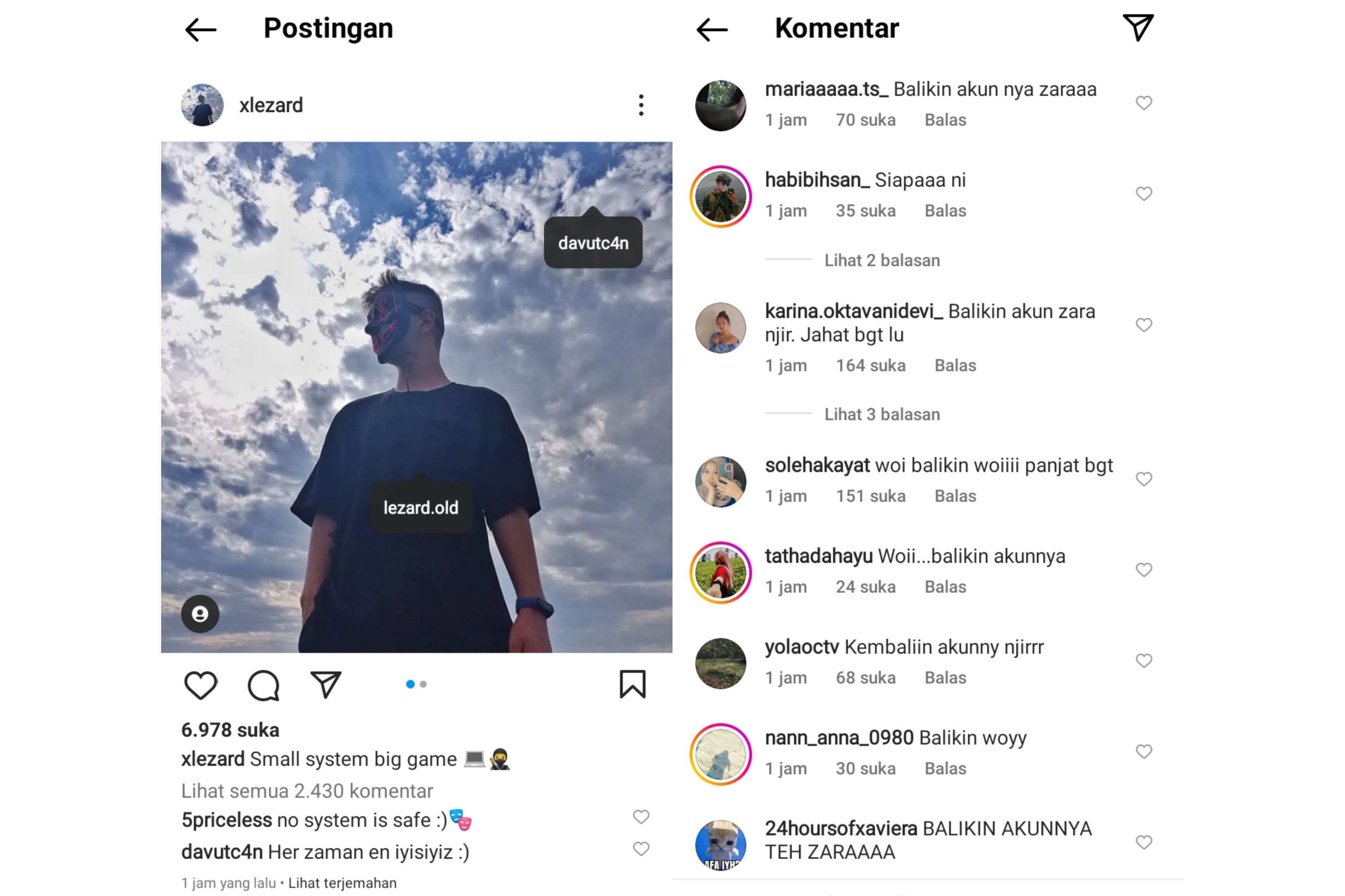 Instagram Camillia Laetitia Azzahra Kena Hack, Netizen Tuntut Tegas Hacker Segera Kembalikan Akun Adik Eril