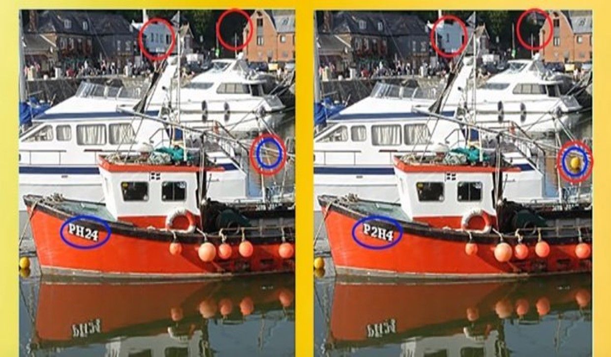 Jawaban tes fokus mencari perbedaan dari kedua gambar perahu di teka-teki dari Dazzling News. 