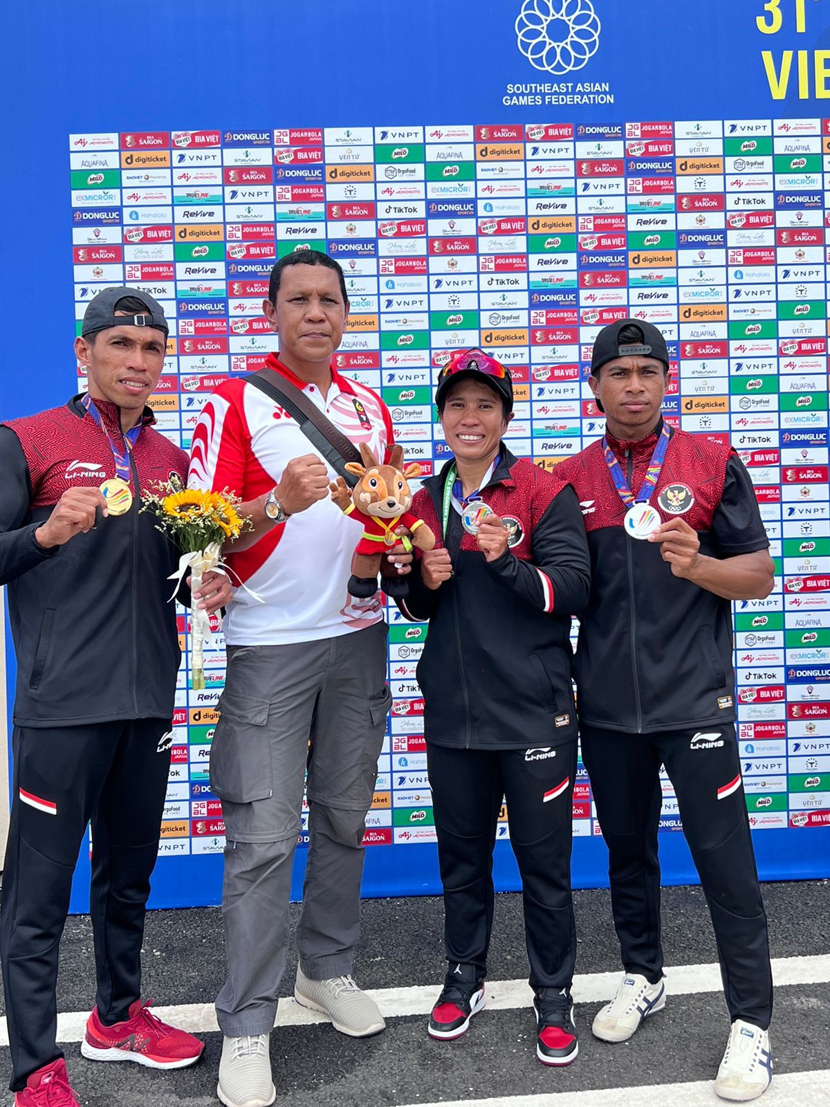 Atlet dayung Sultra yang meraih medali di SEA Games Vietnam (Foto KendariKita)
