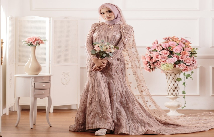 Model kebaya pengantin hijab simple
