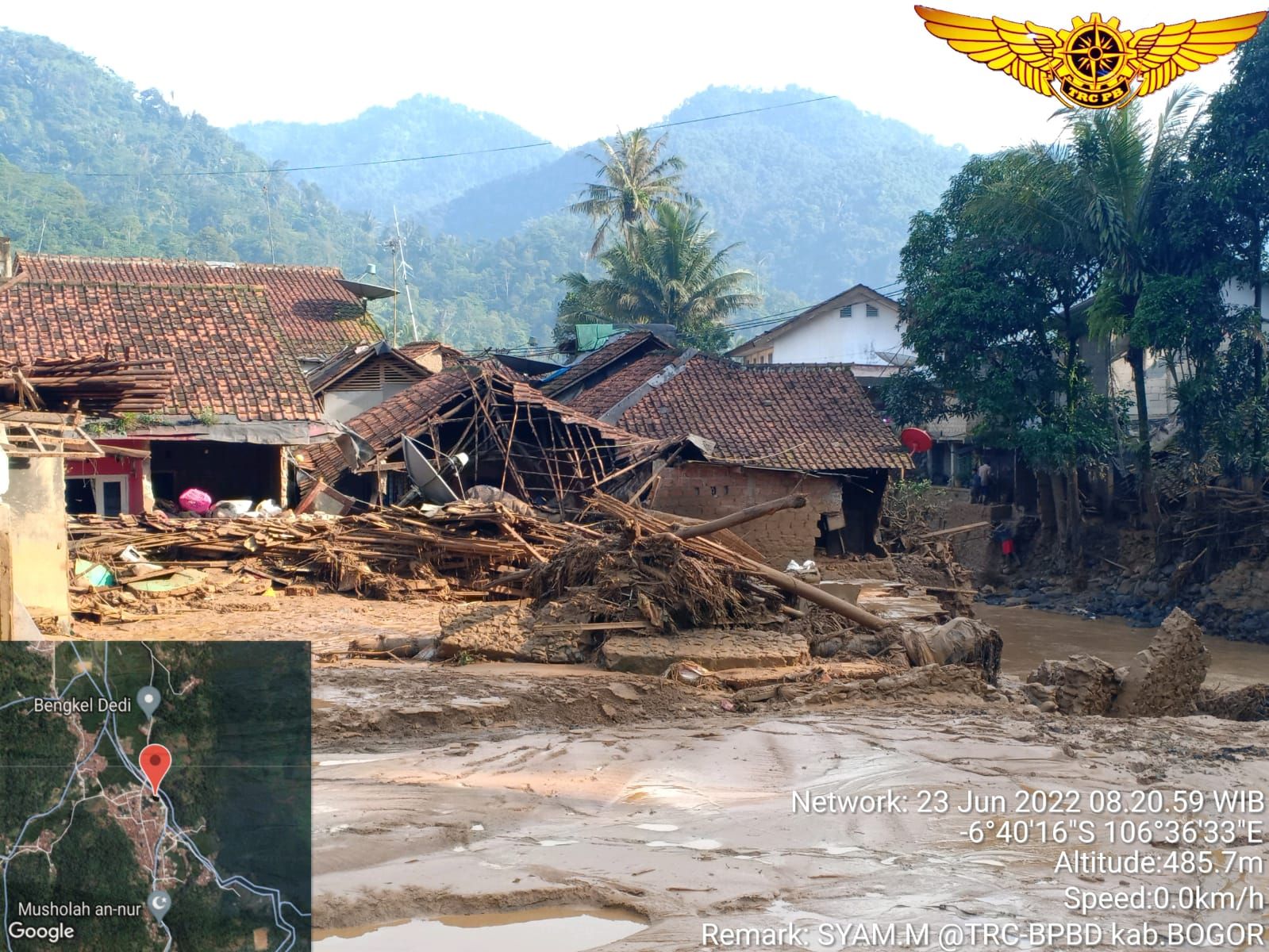 Banjir bandang di Leuwiliang Bogor Jawa Barat Rabu 22 Juni 2022.