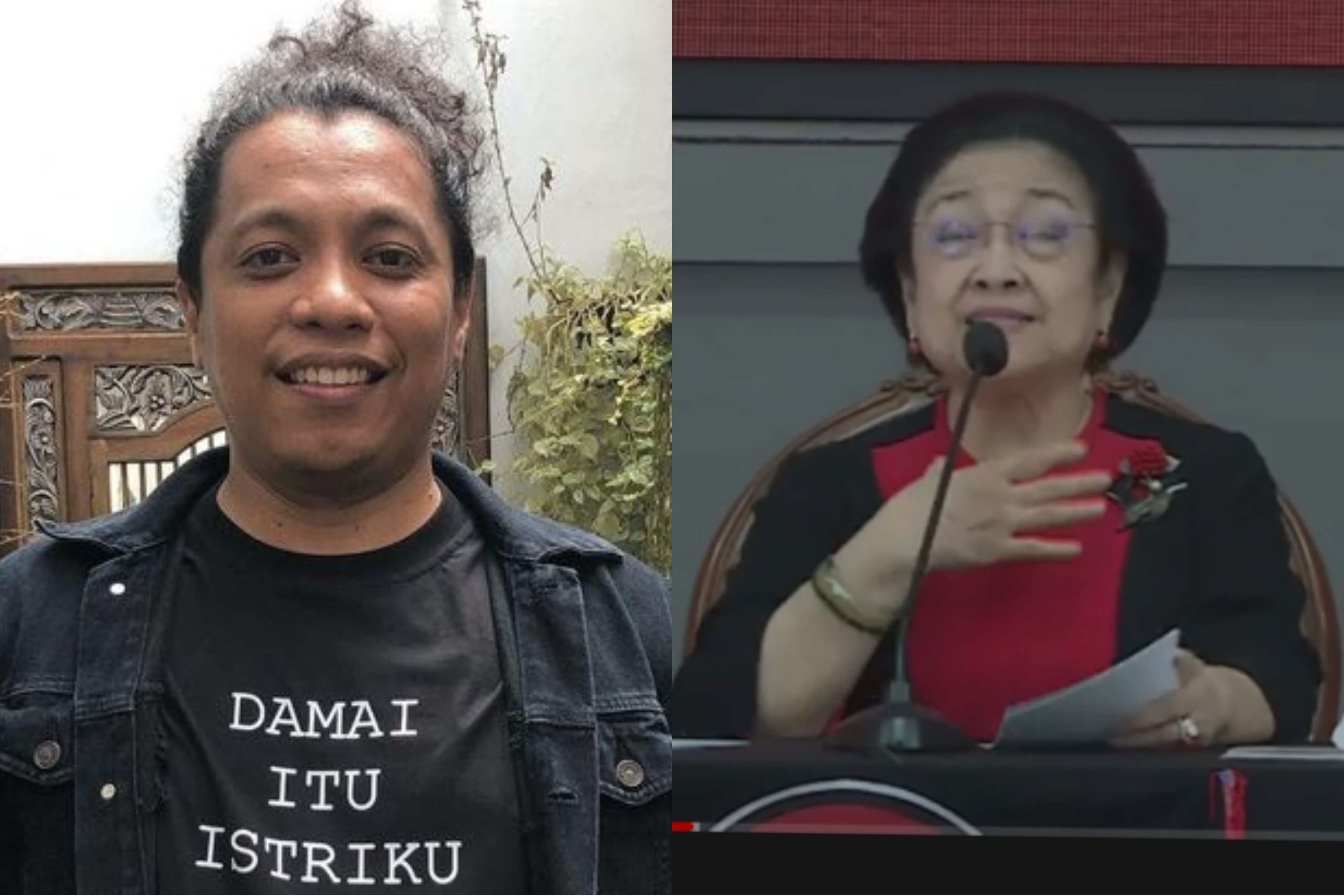 Kolase foto: Arie Kriting geram soal pidato Megawati yang bercanda menyinggung tukang bakso hingga Papua