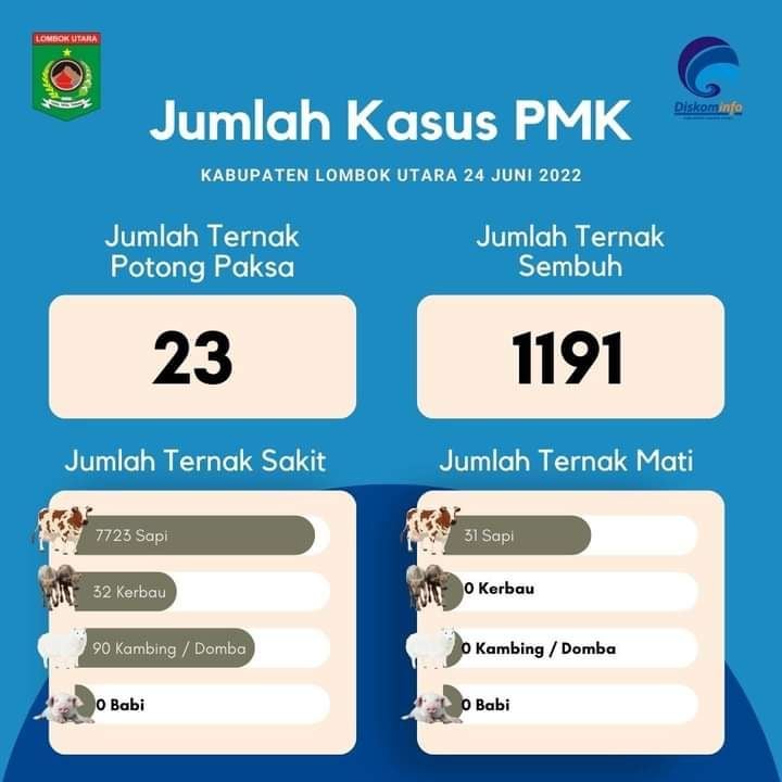 Data Jumlah Kasus Penyakit Mulut dan Kuku (PMK) di Kabupaten Lombok Utara (dok/ist) 