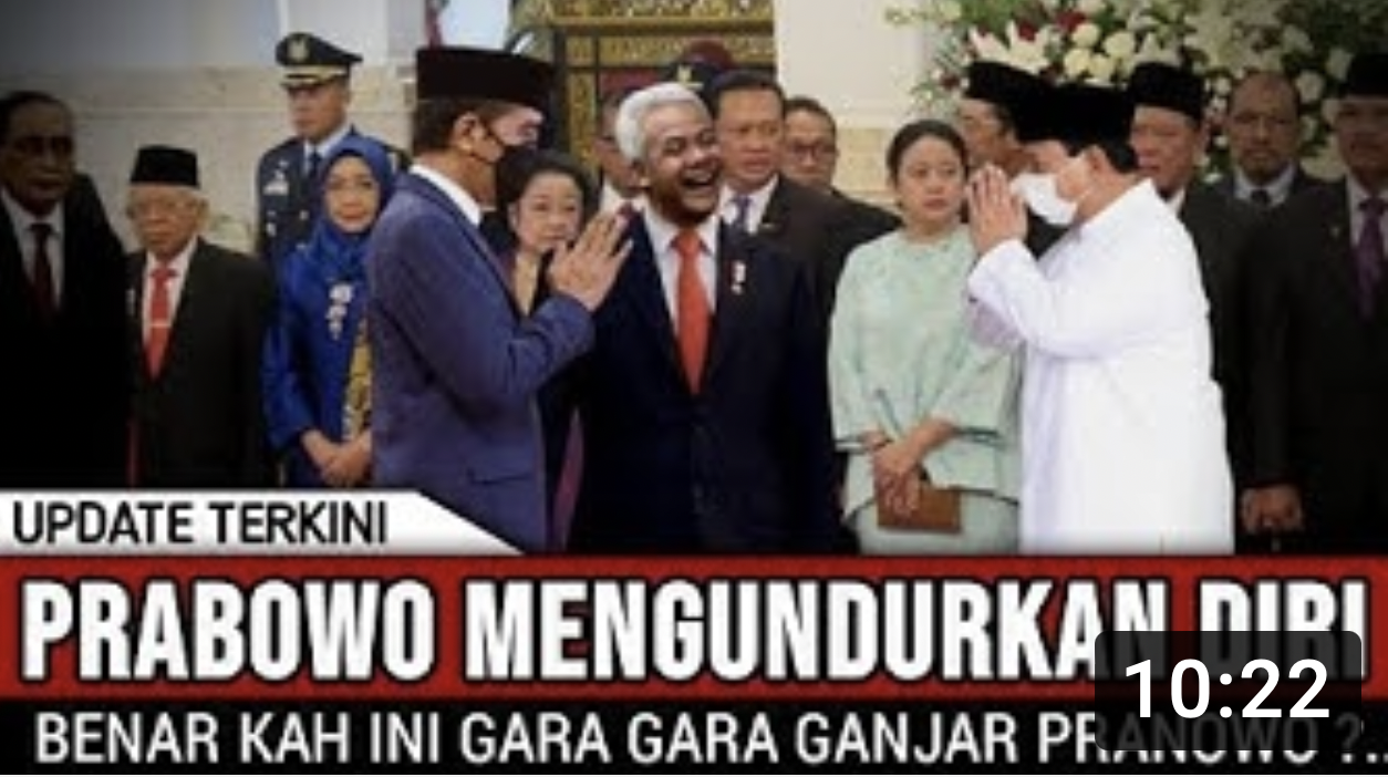 Thumbnail video yang menyebut Menhan Prabowo mengundurkan diri