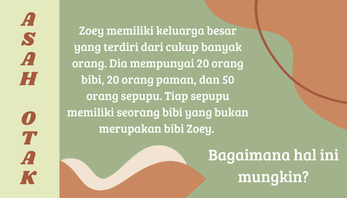 Asah Otak: Zoey Memiliki 20 Orang Bibi … Uji Kecerdasan Logika Anda dengan Pecahkan Soal Berikut! - Zona Banten