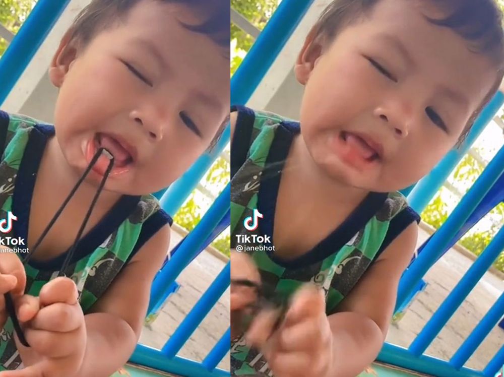 Viral dan bikin nglu, detik-detik gigi anak kecil ini terlihat seperti copot.