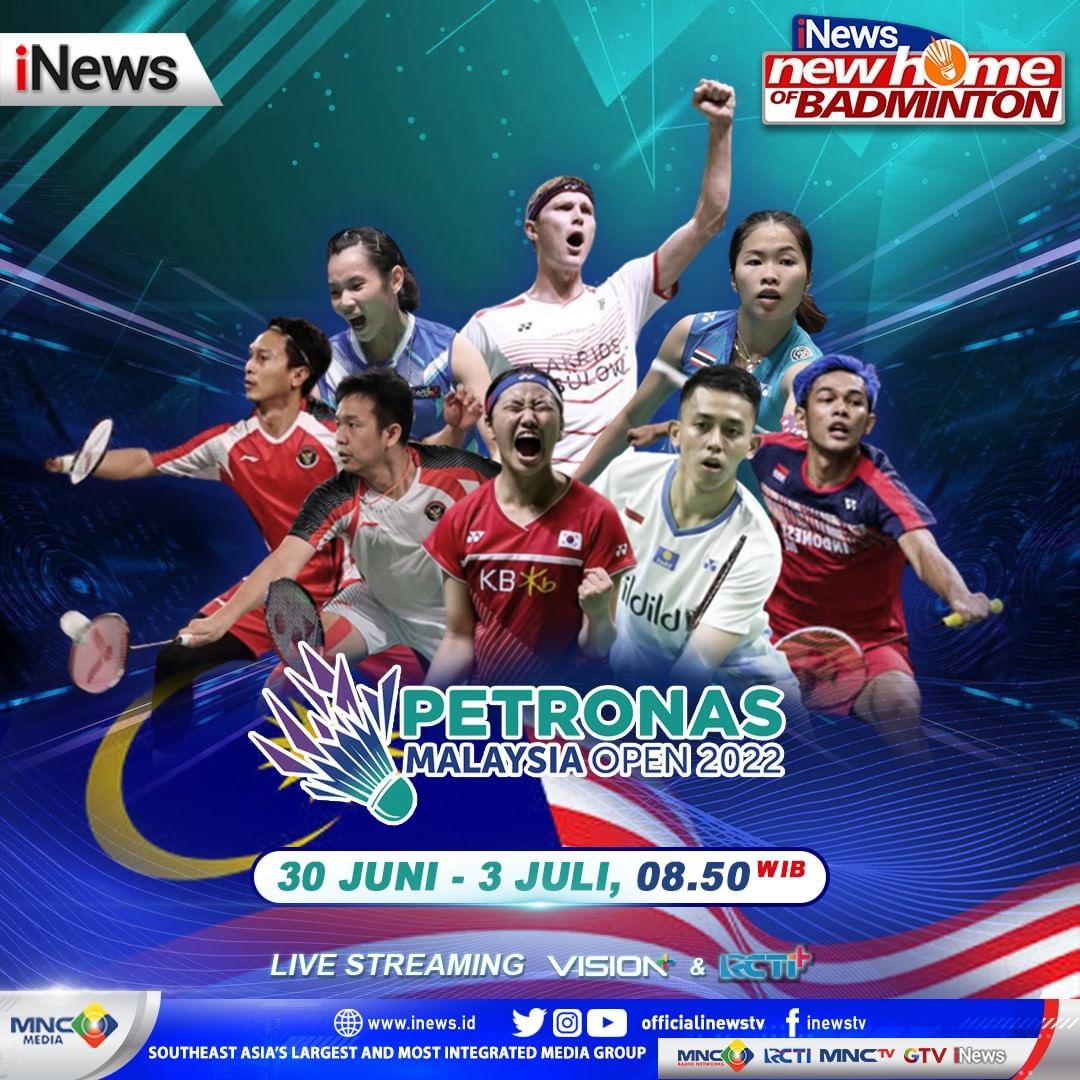 Link Live Streaming Badminton Petronas Malaysia Open 2022 Babak 16 Besar Hari ini Kamis 30 Juni 2022