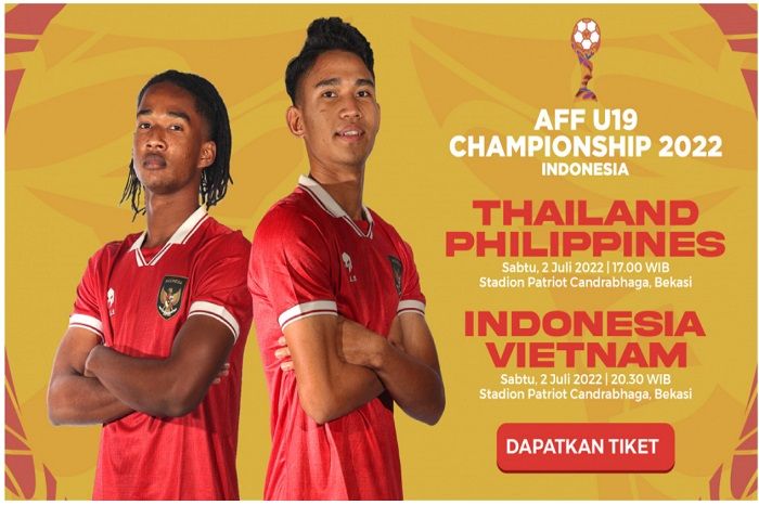 Informasi jadwal, kisaran harga tiket, dan link live streaming Indonesia vs Vietnam di match perdana AFF U19 Sabtu, 2 Juli 2022 mendatang di Stadion Patriot Candrabhaga, Bekasi, pukul 20:30 WIB.