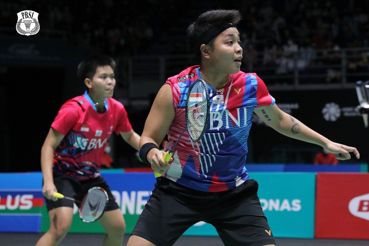 Apriyani Rahayu/Siti Fadia Silva Ramashanti maju ke perempat final Swiss Open 2023 setelah mengalahkan Supissara Paewsampran/Puttita Supajirakul (Thailand), 21-17, 21-13.*