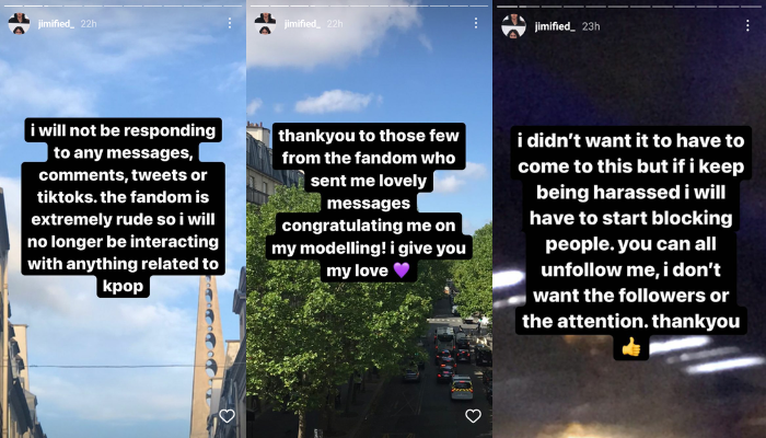 Pernyataan Jim melalui Instagram Story-nya terkait rumor yang beredar