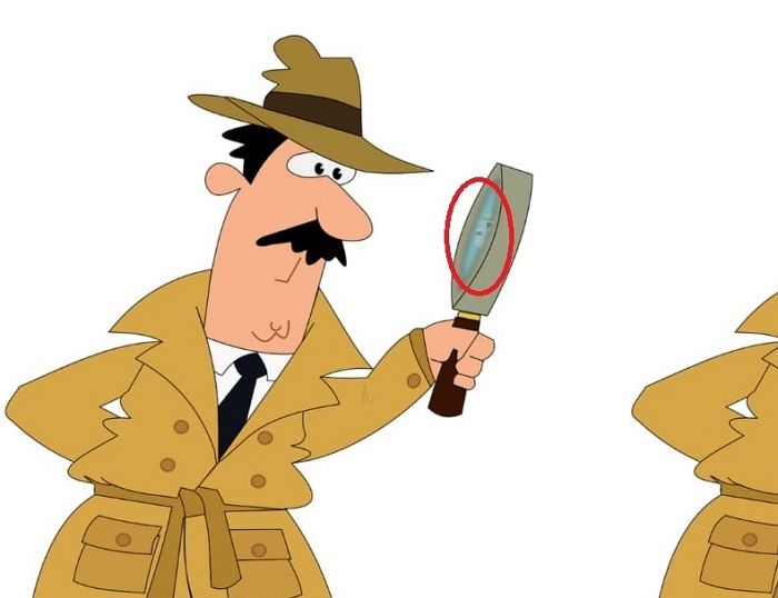 Ternyata detektif ini menggunakan cermin, bukan kaca pembesar.*