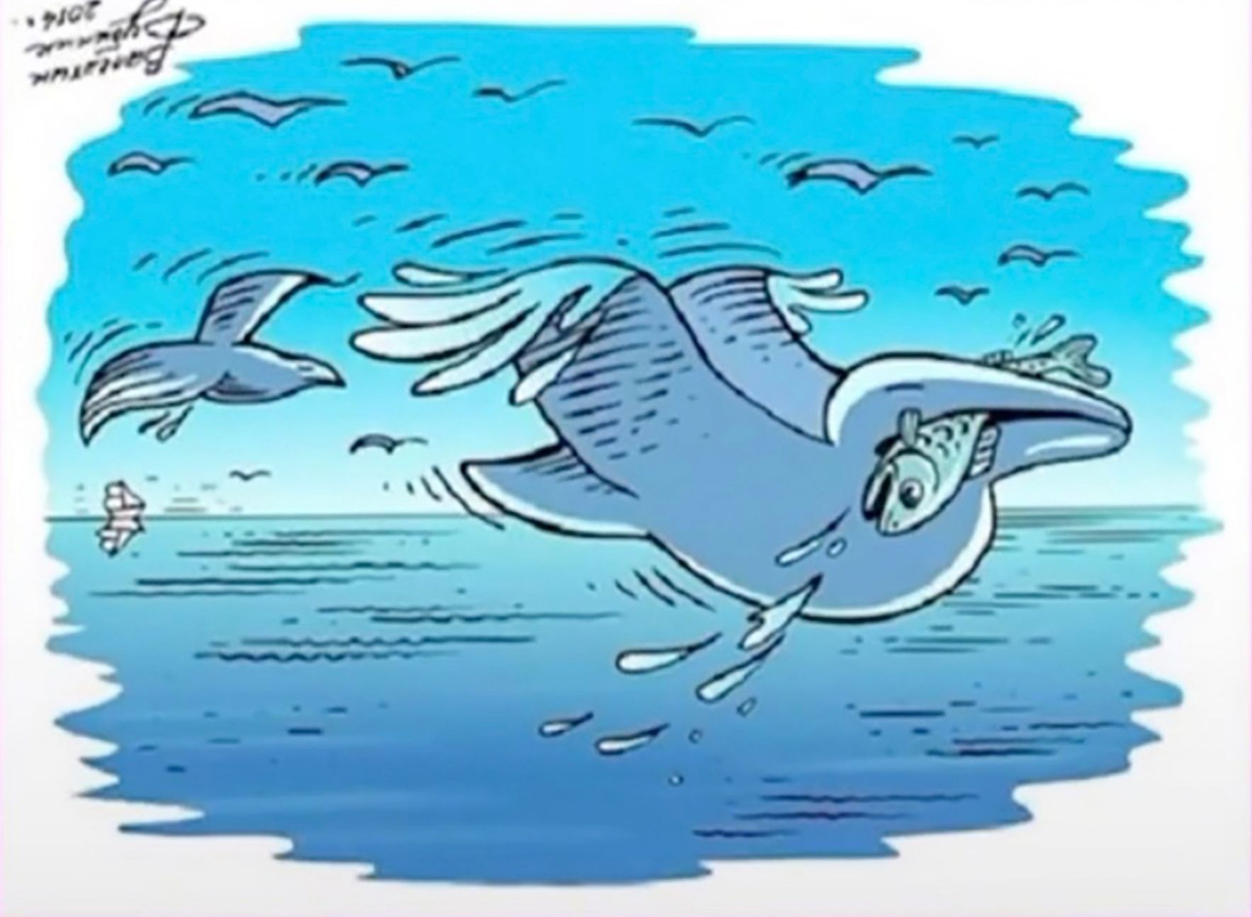 Jawaban tes IQ menemukan burung antara lumba-lumba dan ikan pada gambar. 