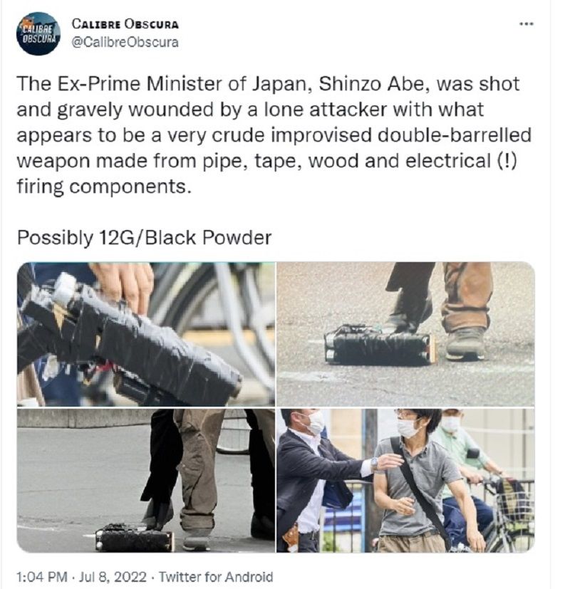 Foto Pelaku Diduga Penembak Shinzo ABe Hingga Meninggal dan Senjata Rakitan Beredar Luas di Twitter