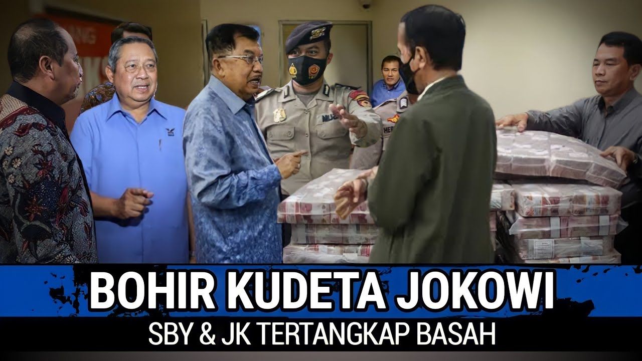 Thumbnail video yang mengisukan SBY dan Jusuf Kalla tertangkap basah jadi dalang pelengseran Jokowi./Tangkapan layar YouTube POJOK DUNIA./