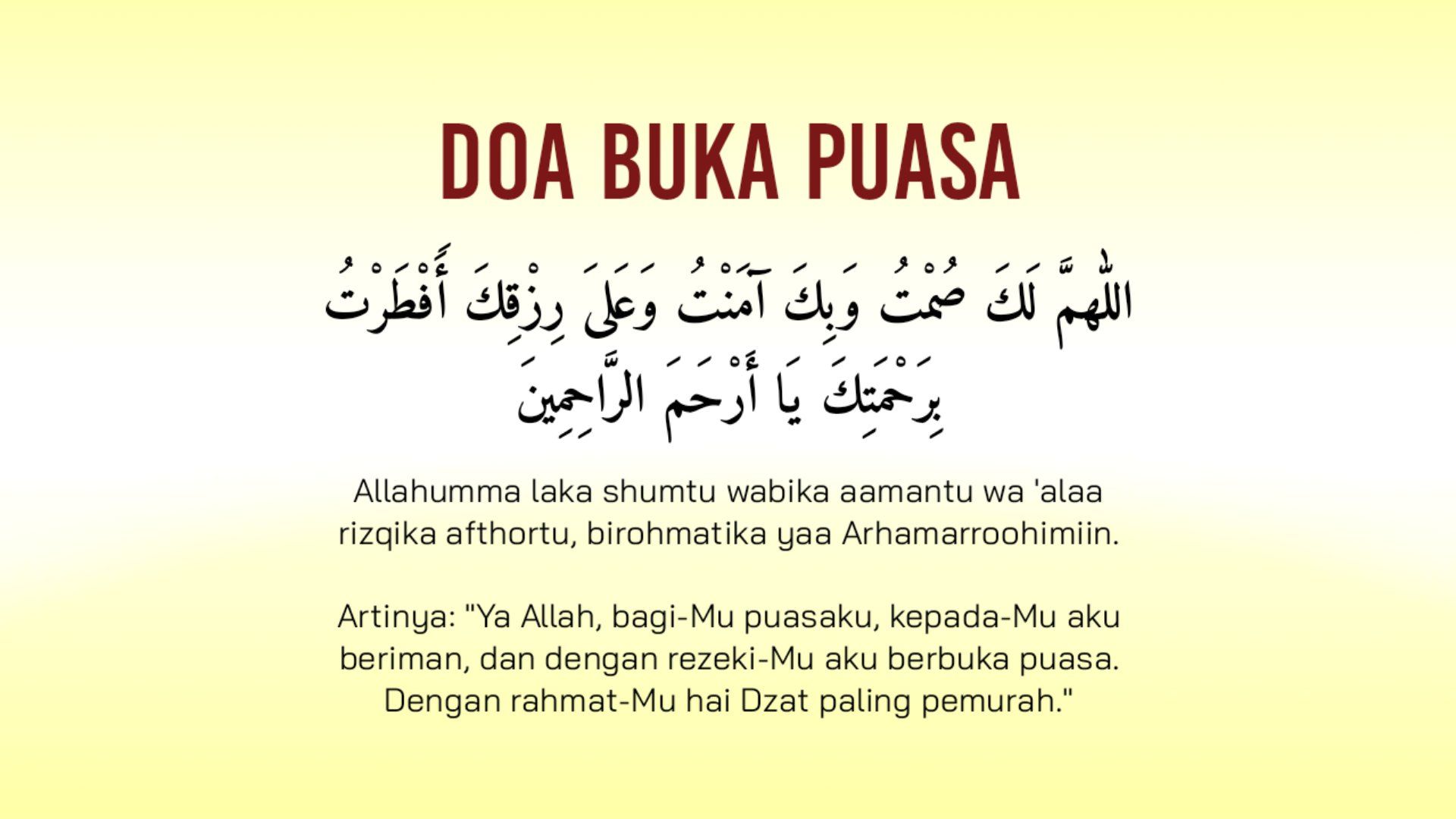 Doa Berbuka Puasa Sunat Arafah Una Miller