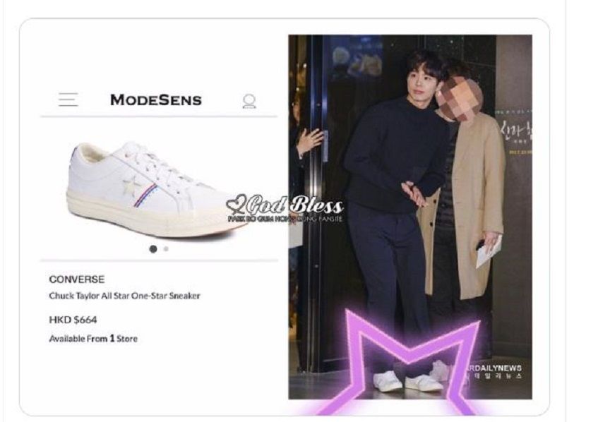 Park Bo Gum pakai sepatu converse dengan desain dan warna seperti dipakai Song Hye Kyo