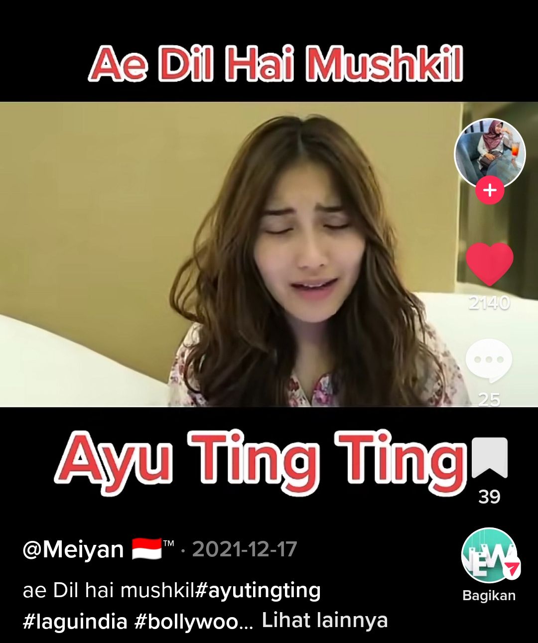 Viral Ayu Ting Ting Nyanyikan Lagu India Ae Dil Hai Mushkil Di Tik Tok Ini Link Nya 1414