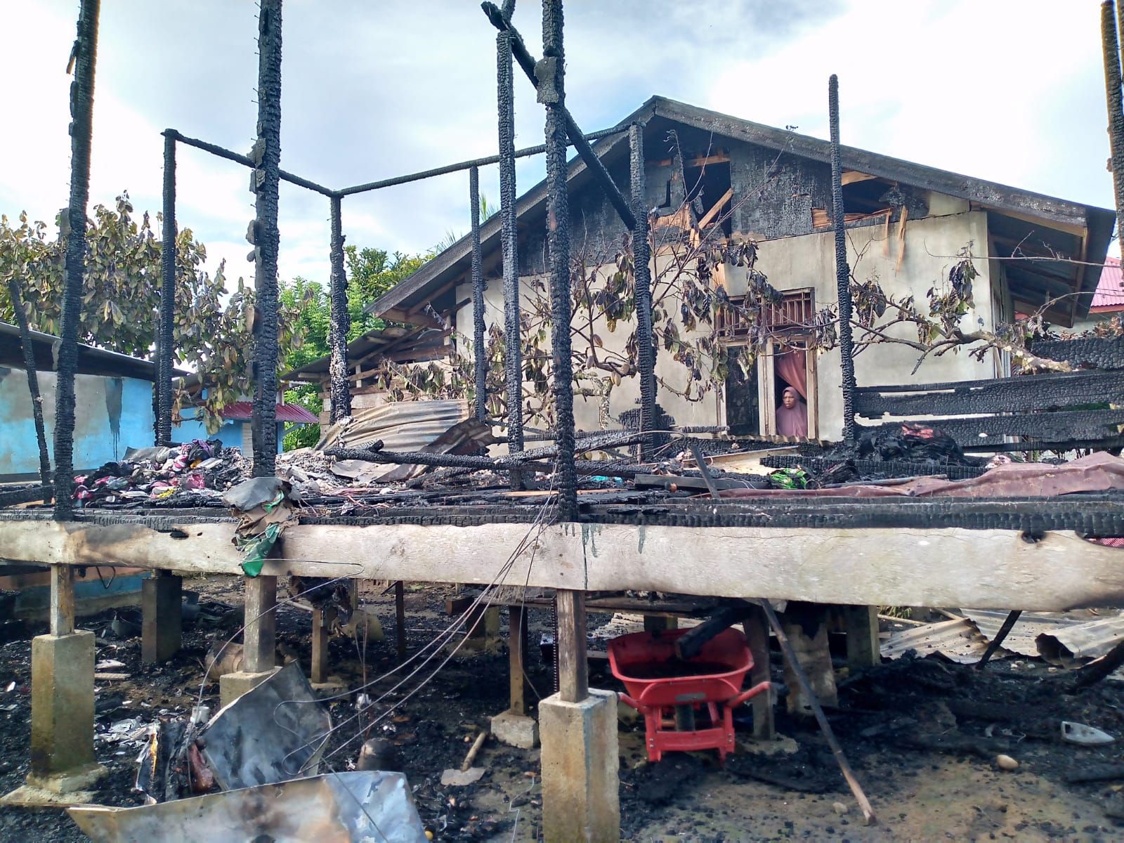 Rumah Milik Agus Rizal dan Azhar setelah dilalap Sijago Merah, Gampong Neubok Yee PK.