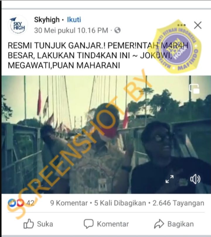 HOAKS - Beredar sebuah unggahan di media sosial Facebook yang menyeret nama Megawati dan Ganjar Pranowo.*