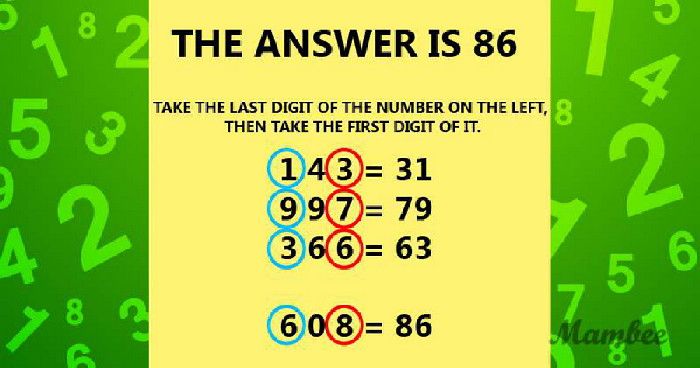 Jawaban tes logika dalam mengisi angka yang kosong pada soal Mambee. 