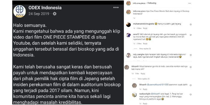 Penggemar menunggu jadwal tayang One Piece Red di Indonesia.