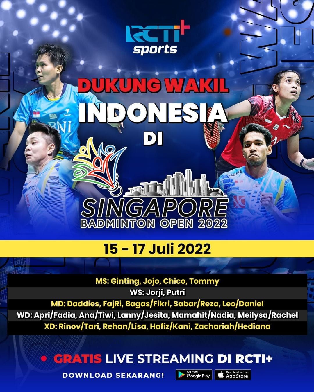 Link Live Score Singapore Open 2022 Babak Final Hari ini Minggu 17 Juli 2022 Pantau Hasil 4 Wakil Indonesia