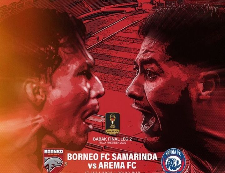 Jadwal pertandingan Borneo FC Samarinda vs Arema FC malam ini, Minggu 17 Juli 2022 pukul 20.00 WIB.
