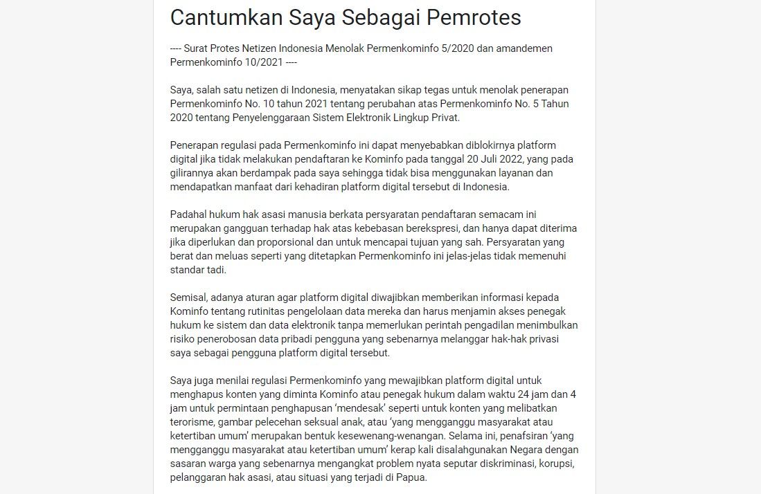 Latar belakang petisi hitung mundur kiamat internet Indonesia.