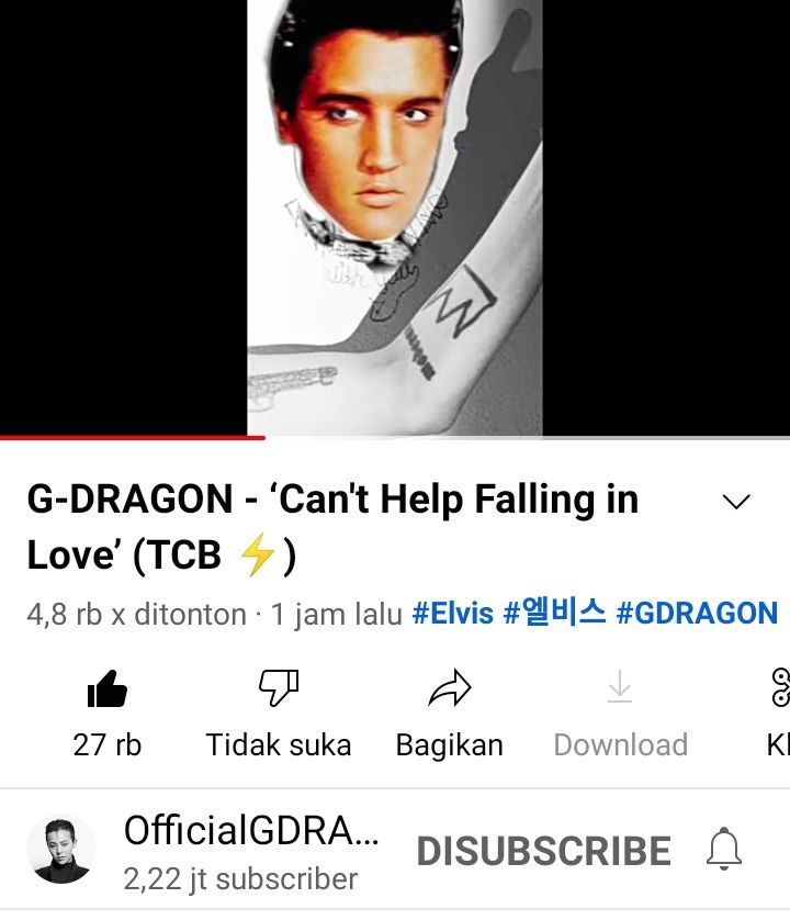G-Dragon BIGBANG Trending di Pencarian Melon, Usai Rilis 'Can't Help Falling in Love' Elvis Presley