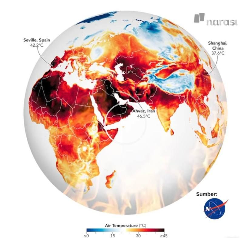 NASA rilis peta penyebaran gelombang panas di bumi