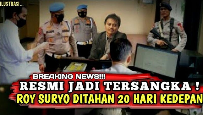Thumbnail video yang mengabarkan Roy Suryo ditahan 20 hari ke depan hingga terancam penjara 10 tahun usai resmi jadi tersangka kasus penistaan agama terkait meme stupa Candi Borobudur mirip Jokowi. / Tangkapan layar YouTube PAKDE TV./