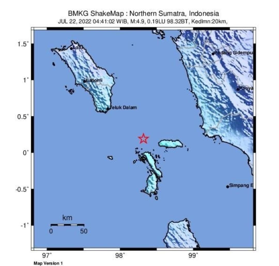 Penjelasan BMKG untuk Gempa Hari Ini di Nias Selatan M 5,1 yang