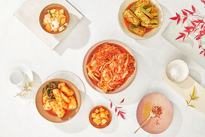 Ilustrasi makanan khas Korea bernama Kimchi.