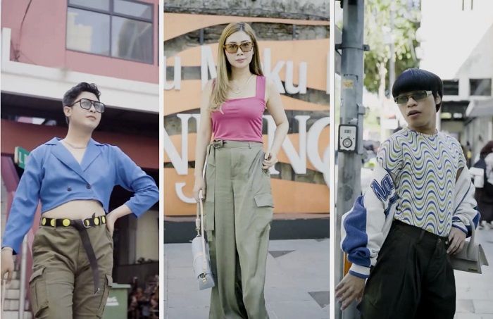 Para konten kreator Surabaya berlenggak-lenggok di daerah Jalan Tunjungan, bak Citayam Fashion Week.