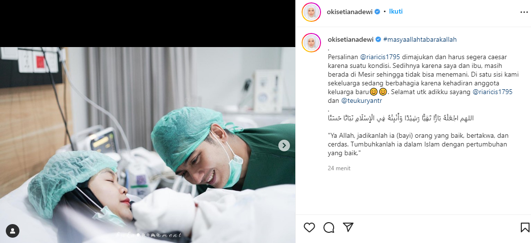 Ungkapan kesedihan Oki Setiana Dewi di Instagram.
