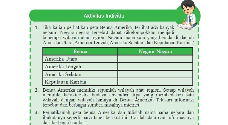 Soal Dan Kunci Jawaban Ips Kelas 9 Smp Halaman 10 Pembagian Wilayah Benua Amerika Ibukota Dan 4923