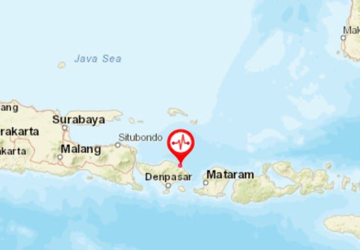 pusat gempa yang melanda Bali pada Rabu 27 Juli 2022 malam