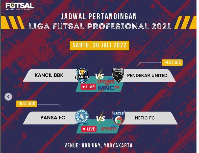 Jadwal Pro Futsal League 2022 Hari Ini 30 Juli 2022: Pendekar United ...