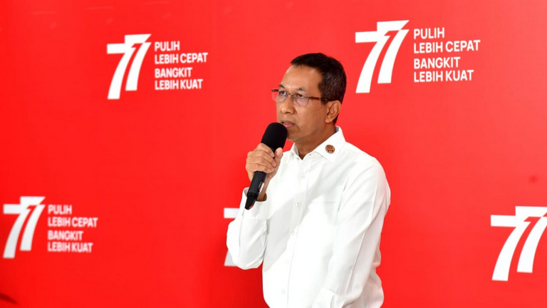 Kepala Sekretariat Presiden Heru Budi Hartono memberikan keterangannya di Gedung Utama Kementerian Sekretariat Negara, Jakarta pada Senin, 1 Agustus 2022. 