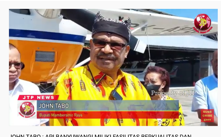 Bupati Kabupaten Mambramo Raya, John Tabo memuji dan mengapresiasi fasilitas yang mendukung Akademi Penerbangan Indonesia (API) Banyuwangi .