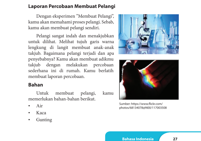 Kunci Jawaban Bahasa Indonesia Kelas 9 Halaman 27-28, Laporan Percobaan Membuat Pelangi - Ringtimes Bali - Halaman 2