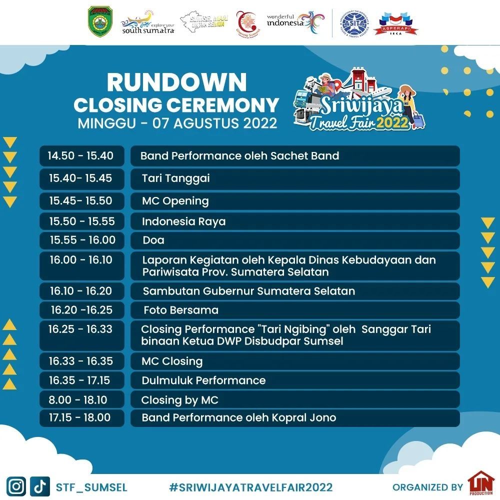Rundown closing ceremony Sriwijaya Travel Fair 2022