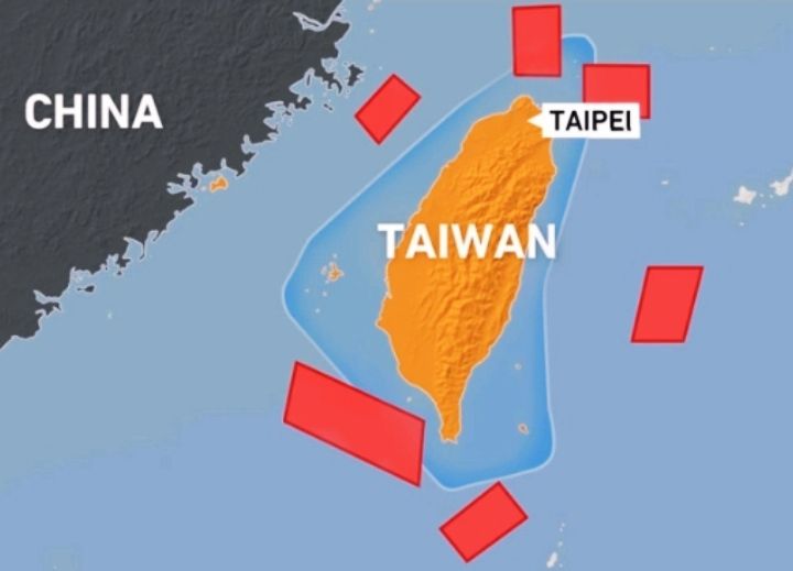 Enam titik latihan militer China yang digelar besar-besaran mengepung daratan Taiwan 