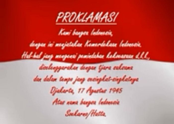 Teks proklamasi kemerdekaan Indonesia.