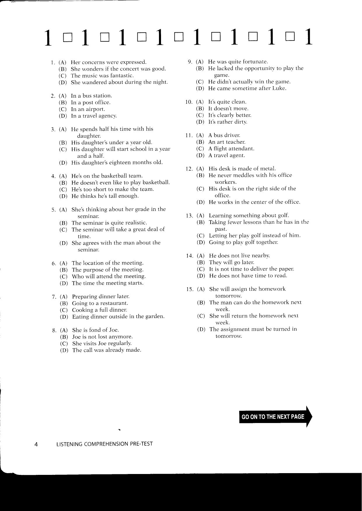 Soal listening TOEFL Longman Part A