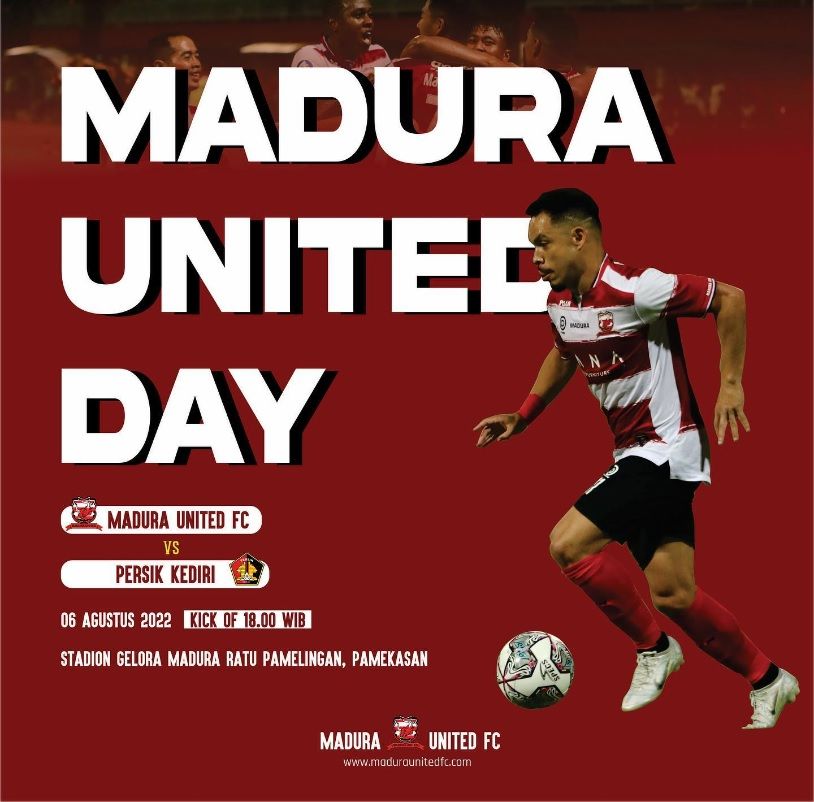 Jadwal BRI Liga 1 hari ini, prediksi dan link live streaming Madura United vs Persik Kediri hari Ini Sabtu, 6 Agustus 2022 pukul 18.00 WIB di indosiar.