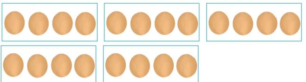 Telur dibagi dalam 5 kotak.