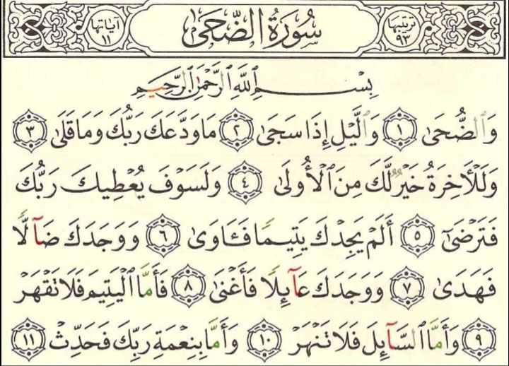  Lafadz bacaan surat Ad-Dhuha ayat 1-11 dalam tulisan arab, latin dan arti lengkap dengan isi kandungannya 